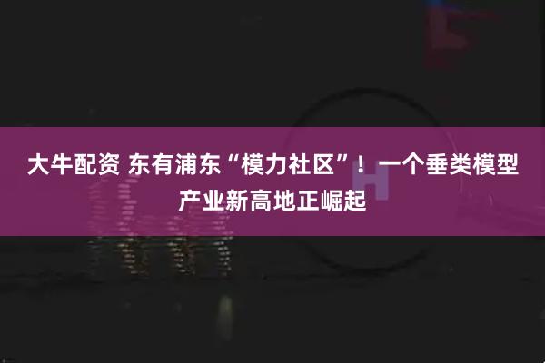 大牛配资 东有浦东“模力社区”！一个垂类模型产业新高地正崛起